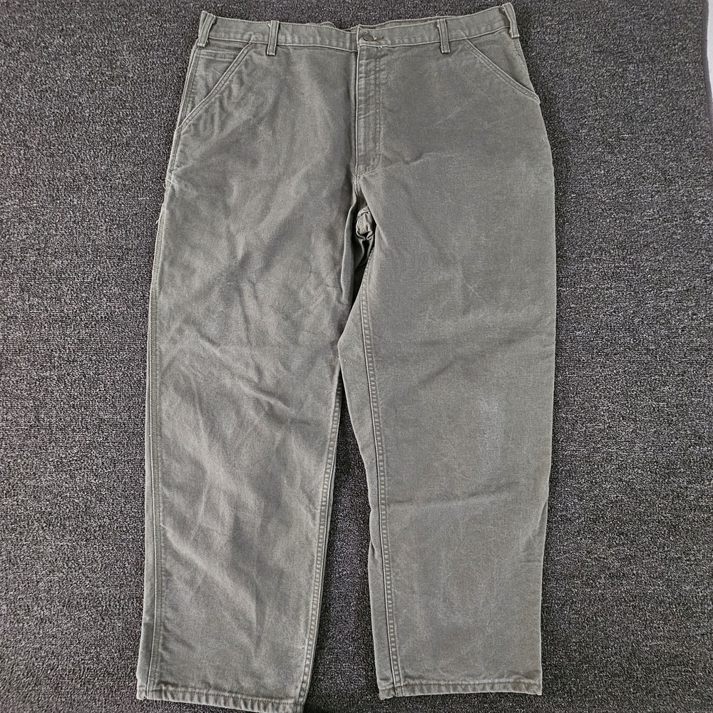 Carhartt Washed Duck Carpenter Work Pants Mens 42x32 Green Heavy Duty